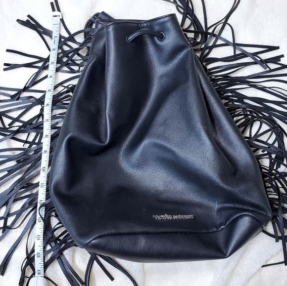 Victoria Secret Faux Leather Fringe Backpack Black - Picture 2 of 8
